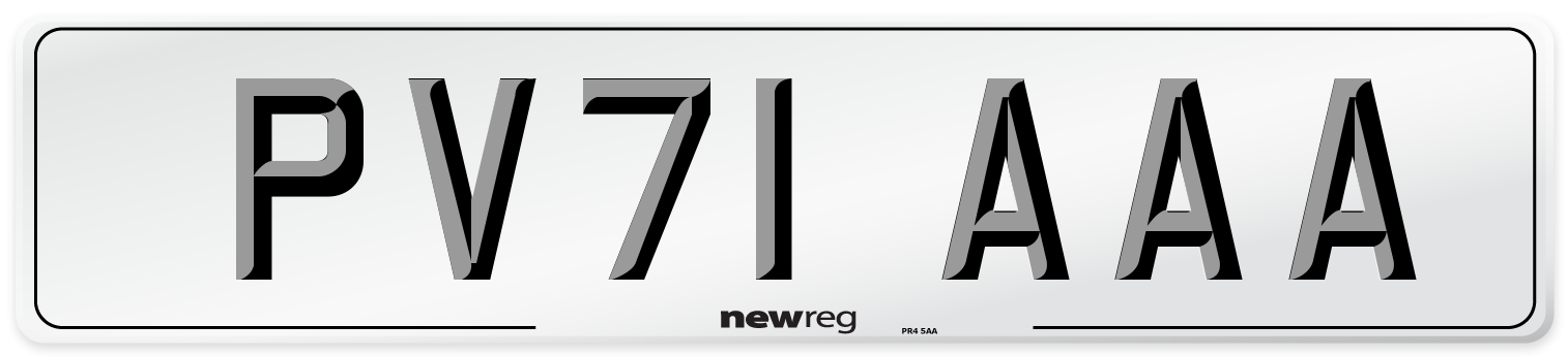 PV71 AAA Number Plate from New Reg